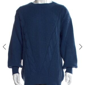 Ermenegildo Zegna 100% Cashmere Cable Crewneck Sweater – Blue (Size XS)